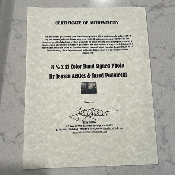 Autograph of Supernatural Sam (Jared Padalecki) and Dean (Jensen Ackles) - Picture 2 of 2